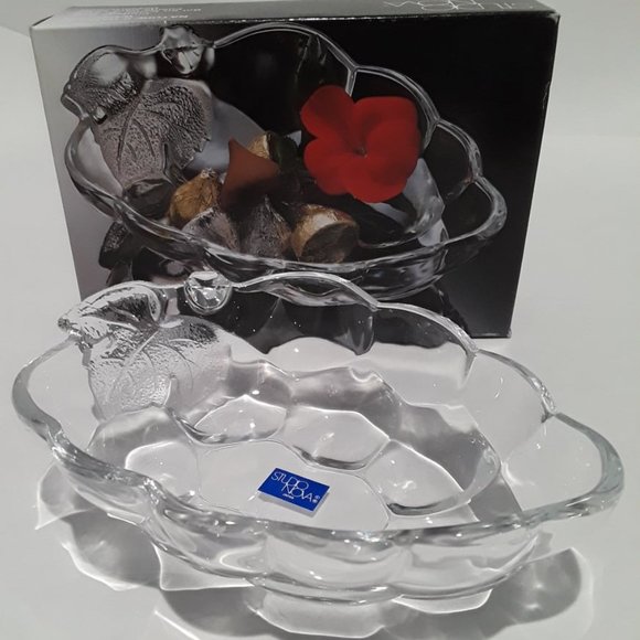 VINTAGE STUDIO NOVA NATURE'S HARVEST MIKASA CRYSTAL NEW GLASS BOWL - CANDY DISH - Picture 1 of 3